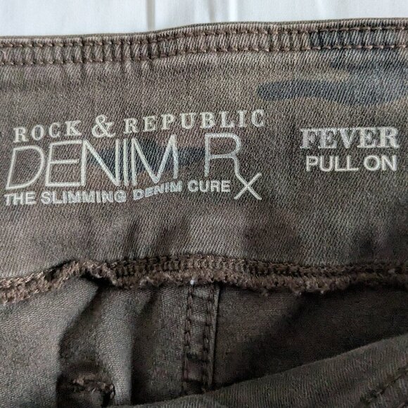 Rock & Republic Pants Size 14 Camouflage Fever Pull-on Jeggings Denim Rx Stretch - Picture 5 of 14